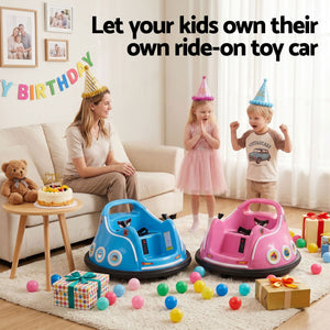 Kids Electric Bumper Car | Remote Control Ride On Toy | Light Blue & Pink