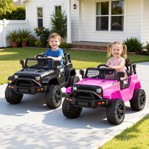 Kids Electric Ride On Cars | 2 Pack | Off-Road Style | Remote Control | Black & Pink