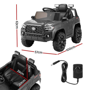 Kids Electric Ride On Car | Toyota Tacoma | Off Road Jeep Toy Cars | Remote | 12V | Grey