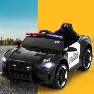 Electric Ride On Car | Patrol Police Car | Battery Powered Toy | 12V Black