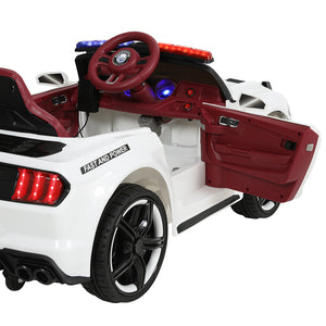 Electric Ride On Car | Patrol Police Car | Battery Powered Toy | 12V White