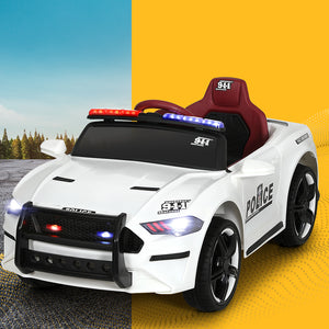 Electric Ride On Car | Patrol Police Car | Battery Powered Toy | 12V White