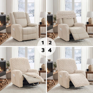 Recliner Chair Cover | Side Storage Pockets | Beige