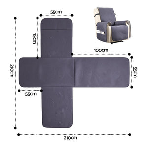 Artiss Quilted Recliner Chair Covers 100% Waterproof Recliner Slipcovers Grey