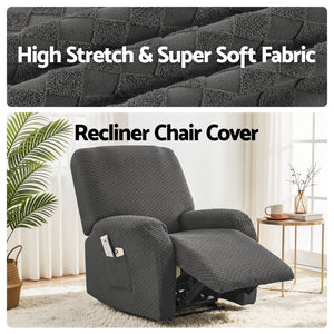 Artiss Recliner Chair Covers with Storage Side Pockets Grey Fabric