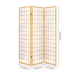 3 Panel Room Divider Screen | 131x179cm | Natural