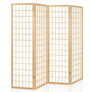 4 Panel Room Divider Screen | 174x179cm | Natural
