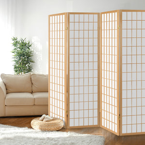 4 Panel Room Divider Screen | 174x179cm | Natural