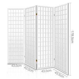 4 Panel Room Divider Screen | 174x179cm | White