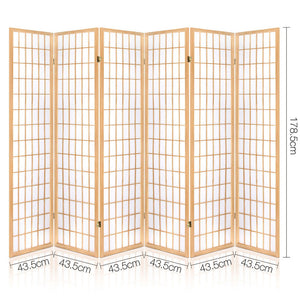 Artiss 6 Panel Room Divider Screen 261x179cm Natural