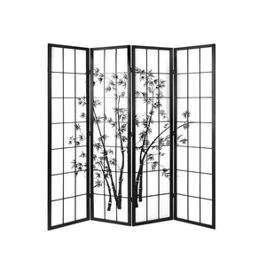 4 Panel Room Divider Screen | 174x179cm | Bamboo | Black White