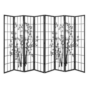 8 Panel Room Divider Screen | 348x179cm | Bamboo | Black White