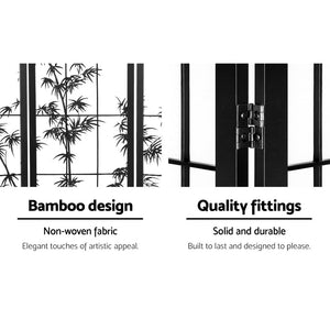 8 Panel Room Divider Screen | 348x179cm | Bamboo | Black White