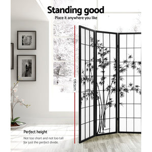 8 Panel Room Divider Screen | 348x179cm | Bamboo | Black White