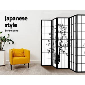 8 Panel Room Divider Screen | 348x179cm | Bamboo | Black White
