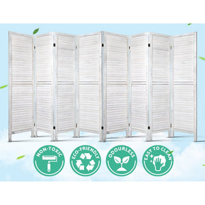 8 Panel Room Divider Screen | 326x170cm | Louver | White