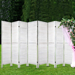 8 Panel Room Divider Screen | 326x170cm | Louver | White
