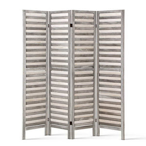4 Panel Room Divider Screen | 163x170cm | Louver Grey