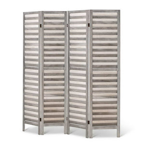 4 Panel Room Divider Screen | 163x170cm | Louver Grey