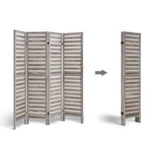 4 Panel Room Divider Screen | 163x170cm | Louver Grey