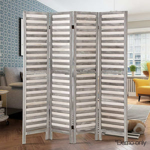 4 Panel Room Divider Screen | 163x170cm | Louver Grey