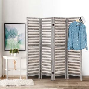 4 Panel Room Divider Screen | 163x170cm | Louver Grey