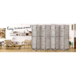 8 Panel Room Divider Screen | 326x170cm | Louver Grey