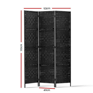Room Divider Screen | 3-Panel | 123x170cm | Woven Black