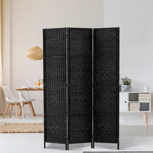 Room Divider Screen | 3-Panel | 123x170cm | Woven Black