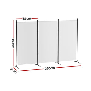 Artiss 3 Panel Room Divider Screen | 260x180cm | Fabric | White