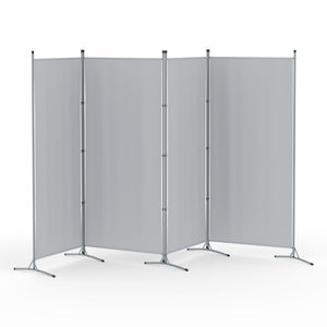 Room Divider Screen | 4 Panel | 345x180cm | Fabric | Grey