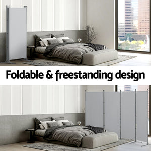 Room Divider Screen | 4 Panel | 345x180cm | Fabric | Grey