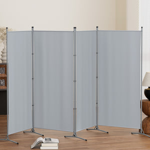 Room Divider Screen | 4 Panel | 345x180cm | Fabric | Grey