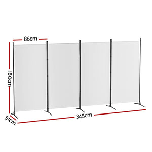 Artiss 4 Panel Room Divider Screen | 345x180cm | Fabric | White