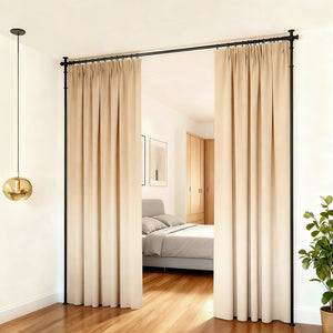 Extendable Curtain Rod | Room Divider Pole | Black | Telescopic