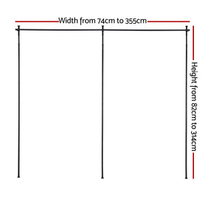 Room Divider Curtain Rod | Extendable | Black | Adjustable Width