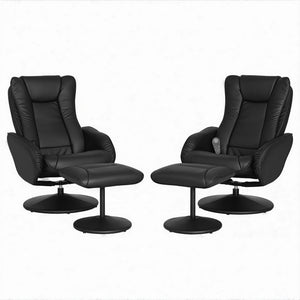 Recliner Chairs Set | Ottoman | Heated Massage | Black