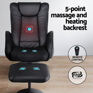 Recliner Chairs Set | Ottoman | Heated Massage | Black
