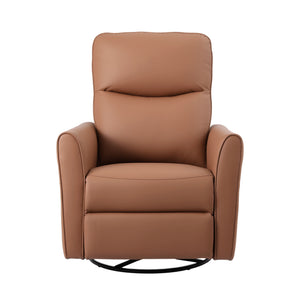 Swivel Recliner Chair | Rocking Leather | LED + Charging Ports | Brown