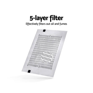 Devanti 600mm Range Hood | 60cm | Rangehood Kitchen Canopy | LED Light | Stainless Steel