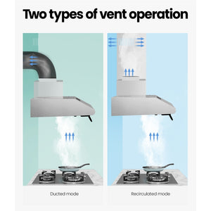 Devanti 600mm Range Hood | 60cm | Rangehood Kitchen Canopy | LED Light | Stainless Steel