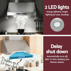 Rangehood | 900mm | 3-Speed Fan | LED Display | Remote