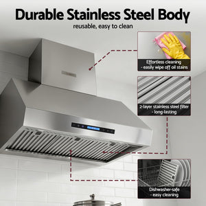 Rangehood | 900mm | 3-Speed Fan | LED Display | Remote