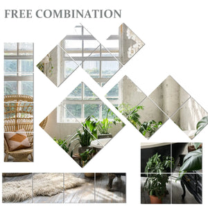 Full Length Mirror Tiles | Unbreakable Mirror + Stick On | 4PCS Set