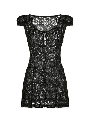 Hollow Out Lace Beach Summer Dress | White + Black Options | Sizes S-L