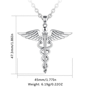 Caduceus Necklace With Chakra Crystals | 925 Silver