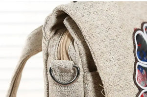 Cool Retro Styled Messenger Bag | Cotton + Linen