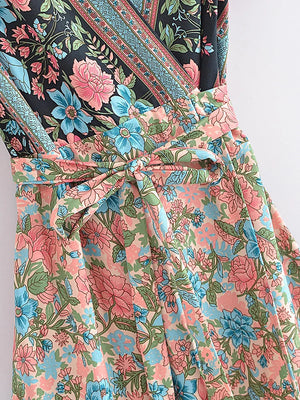 Vintage Hippie Styled V-Neck Boho Dress | Sizes S-XL