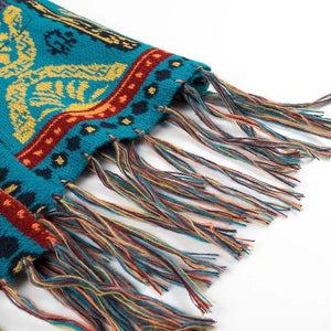 Bohemian Tassel Knit Kimono Cardigan | Indie Folk Hippie Style | Open Front Mid - Length Shawl