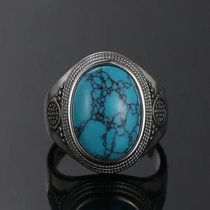 Bohemain Ring With 10x14MM Turquoise Stone | 925 Silver | Sizes 6-10